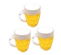 TOPPERFUN 3pcs Beer Decoration Simulation Beer Glass Cake Topper Birthday Baking Decor Imitation Beer Mug Dessert Ornament Oktoberfest Accessories Father's Day Ornaments PVC Yellow