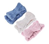 TOPPERFUN 3pcs Bowknot Makeup Hairbands Elastic Face Washing Headbands for Women Soft Comfortable Hair Ties for Spa Skincare Yoga and Daily Use Blue White Pink