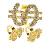 TOPPERFUN 3pcs Diamond Encrusted Ring Sign Shaped Party Supplies for Costume and Movie Props Eye Catching Accessory for Hip Hop and Cosplay Events