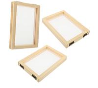 TOPPERFUN 3pcs DIY Paper Making Mold Wooden Frame Screen Set for Boys and Girls, Small Pine Wood Papermaking Kit for Handmade Paper Craft Educational Art Projects