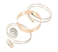 TOPPERFUN 3Pcs Gold Metal Cuff Bracelet Set for Women Upper Arm Jewelry with Smooth Geometric Design Includes Gold Polished Triple Circle and Music Note Arm Bands for Daily Wear