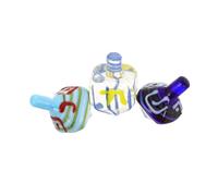 TOPPERFUN 3pcs Handblown Glass Dreidel Hanukkah Dreidels for Judaica Collectible Decorative Ornaments Teaching Jewish Holiday Tradition
