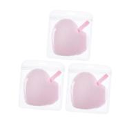 TOPPERFUN 3Pcs Heart-shaped Makeup Removal Pads Soft Reusable Face Washing Sponges for Female Pink Cosmetic Cleaning Supplies