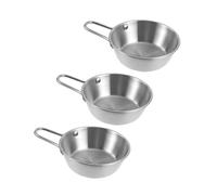 TOPPERFUN 3pcs Korean Stainless Steel Bowls with Handle for Rice Wine Soup Noodles Serving Dips Sauces Side Dishes Safe Ergonomic Design for Home Restaurant Party Use