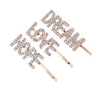 TOPPERFUN 3PCS Letter Rhinestone Hair Clips Fashion Hairpins for Women Dream Elegant Hair Accessories for Any Hairstyle Stylish Bobby Pins