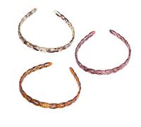 TOPPERFUN 3Pcs Oxford Resin U-shaped Hollow Hair Hoops for Women Elastic Beauty Headbands with Unique Pattern Design Non-slip Hairbands for Face Washing Exercise and Daily Styling