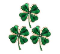 TOPPERFUN 3pcs Shamrock Brooch Pin Lightweight Enamel Four-leaf Clover Jewelry for Women St Patrick's Day Accessory Secure Clasp Versatile Stylish