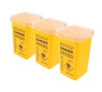 TOPPERFUN 3pcs Sharps Disposal Buckets with Flip Open Lid Secure Needle Disposal Containers for Travel and Office Use Compact Yellow Sharps Waste Holder with Warning Labels