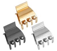 TOPPERFUN 3pcs Small Hair Claw Clips Alloy Hair Clamps with Strong Grip Elegant Golden Silver Black for Birthdays and Valentine's Day