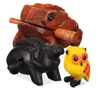 TOPPERFUN 3pcs Sound Animals Wooden Music Instrument Set Owl Pig Toad Home Decor Ornaments