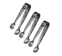 TOPPERFUN 3Pcs Stainless Steel Small Sugar Cube Tongs Lightweight Ice Tongs for Cocktails Whiskey Tea Metal Food Serving Clip with Rose Pattern for Party Bar Kitchen