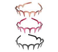 TOPPERFUN 3pcs U-shaped Toothed Hair Hoops for Women Skin-friendly Resin Headbands in Black Brown Burgundy Suitable for Short Straight Curly Hair Daily Accessories