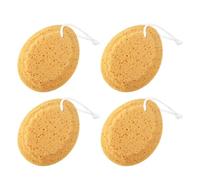 TOPPERFUN 4 Pcs Natural Honeycomb Bath Shower Sponge with Hanging Rope Exfoliating Seaweed Cotton Body Cleansing Wipes for Gentle Skin Scrubbing and Massaging