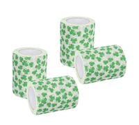 TOPPERFUN 4 Rolls Shamrock Toilet Paper Green Leaf Printed Large Rolls Soft Absorbent Household Tissue for St Patrick’s Day Party and Guest Bathrooms