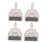 TOPPERFUN 4 Sets Miniature Hand Broom Mini Dustpan and Whisk Mini Broom Dustpan Brush Hand Pan Whisk Small Table Top Tiny Desk White