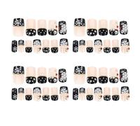 TOPPERFUN 48pcs Black Snowflake Nail Patches Press Nails Full Cover Fingernails Christmas Plastic Adhesive for Women