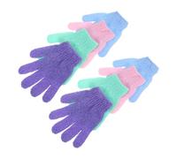 TOPPERFUN 4Pairs Exfoliating Bath Gloves of Nylon Shower Gloves for Body Scrub Elasticized Wrist Suitable for All Skin Types Relaxing and Revitalizing Exfoliator for Family