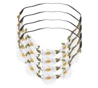 TOPPERFUN 4pcs Artificial Daisy Flower Crown Headband for Handmade White Floral Wreath Hairband for Weddings Beach Vacations Photoshoots Princess Inspired Hair Accessory