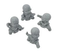 TOPPERFUN 4pcs Authentic Sandstone Kung Fu Monk Statue Small Desktop Ornament Lifelike Detailed Buddha Figurines for Zen Garden Home Decoration and Feng Shui Collection