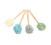 TOPPERFUN 4pcs Back Brush Back Scrubber Nylon Bathing Scrub Wooden Long Handle Ergonomic Design Gentle Exfoliation Bathroom Bath Accessories for Women and Elderly