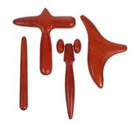 TOPPERFUN 4pcs Brown Rosewood Gua Sha Massage Stick Set for Body Scraping Therapy and Muscle Sculpting, Portable Wooden Scraping Tools for Home Spa and Relaxation