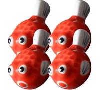 TOPPERFUN 4Pcs Ceramic Puffer Fish Chopstick Holder Set Japanese Style Chopstick Rest in Tangerine Red for Kitchen Tableware Decor and Dining Organization