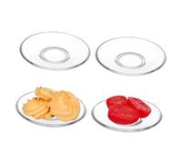 TOPPERFUN 4Pcs Clear Glass Plates Round Decorative Snack Tea Saucers Transparent Smooth Edges Easy to Clean for Coffee Desserts Elegant Dining Experience