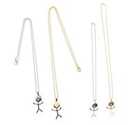 TOPPERFUN 4pcs Creative Funny Doodle Necklace Stainless Steel Pendant Jewelry for Women Unique Middle Finger Gesture Party Accessory Stylish
