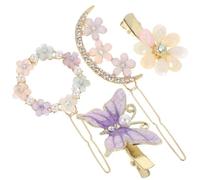 TOPPERFUN 4pcs Flower Butterfly Hair Clips with Rhinestone Barrette for Women Shiny Crystal Hair Accessories for Weddings Parties Banquets Stylish