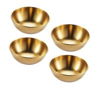 TOPPERFUN 4Pcs Gold Stainless Steel Seasoning Bowls for Kitchen Tableware Stable Non Slip Sauce Dipping Dishes for Sauces Spices Snacks and Appetizers Restaurant and Home Use