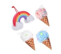 TOPPERFUN 4pcs Ice Cream Cone Body Loofah Sponge for Bath Fun Exfoliating Shower Sponges Soft Gentle Cleansing with Rich Lather Travel-Friendly Design