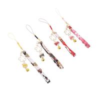 TOPPERFUN 4pcs Japanese Maneki Neko Lucky Cat Keychain Pendant Set with Bell, Kawaii Good Luck Charm for Phone, Bag, and Accessories in Yellow, Red, Black, and Pink