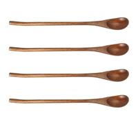 TOPPERFUN 4pcs Long Handle Wooden Coffee Spoons Set, Handmade Natural Wood Stirring Spoons for Coffee, Tea, Honey, and Cooking, for Espresso and Mixing Beverages
