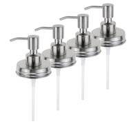 TOPPERFUN 4Pcs Mason Jar Soap Pump Lid Replacement Stainless Steel Dispenser Pump for Mouth Mason Jars for Kitchen Bathroom Use