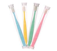 TOPPERFUN 4pcs Micro Nano Manual Toothbrush Bristles for Sensitive Teeth Gentle Oral Care Tool for Elderly Pregnant Women Braces Users Yellow Green Pink Sky Blue