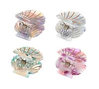 TOPPERFUN 4pcs Mini Hair Claw Clips Cute Shell Design Styling Accessories for Boy Girl Adults for Thin Thick Hair Lightweight Comfortable for All-day Wear Dreamy Colors Purple Green Pink