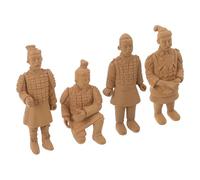 TOPPERFUN 4Pcs Miniature Terracotta Warriors Figurines - Ancient Chinese Soldier Statue Set for Home Decor, Office Decoration, and Miniature Garden Ornaments