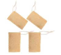 TOPPERFUN 4Pcs Natural Loofah Sponge Dish Scrubber Lightweight Kitchen Cleaning Tool for Grease and Grime Removal with Hanging Loop Multipurpose Eco-Friendly Washing Up Pads