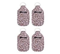TOPPERFUN 4pcs Neoprene Protective Bottle Covers for Hand Sanitiser and Lip Gloss with Leopard Print Key Ring Pouch Lightweight Travel Liquid Container Holders
