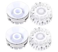 TOPPERFUN 4pcs Professional Electric Guitar Volume Knobs Potentiometer Knobs Black Letters White Guitar Tuning Tone Buttons for Bass