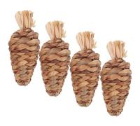 TOPPERFUN 4pcs Rabbit Bunny Chew Natural Water Grass Material Chewing Keeps Pet Active Brown Small Furry Animals Cage Use Pet Supply for Guinea Pig