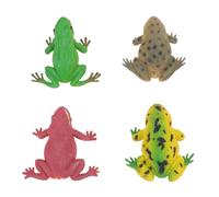 TOPPERFUN 4Pcs Realistic Frog Set, Plastic Squeeze Prank Props for and Adults, Mixed Pattern Animal Model for Fun and Sensory Play