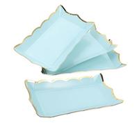 TOPPERFUN 4pcs Rectangular Party Serving Trays with Rippled Edge Leak Resistant Dessert and Fruit Platters for Catering Buffets and Gatherings Blue Cookie Display