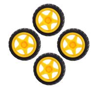 TOPPERFUN 4Pcs Rubber Car Wheels for Rc Truck Model, Plastic Tire Replacement Accessories for ’ DIY Robot and Racing Car, Suitable for Stem Science Kits and Educational