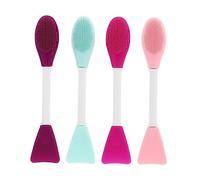 TOPPERFUN 4pcs Silicone Face Mask Applicator Brush Set with Dual-head Mud Mask Stirring Tools, Soft Non-hair Loss Facial Pore Cleaners for DIY Beauty and Skincare Routine Random Color