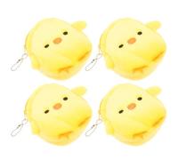 TOPPERFUN 4PCS Small Yellow Chicken Coin Purses Cute Easter Chick Design Lightweight Plush Change Wallets for Women Gift for Daily Use and Travel Random Color