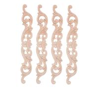 TOPPERFUN 4pcs Solid Wood Carved Appliques Beige European Style Furniture Onlay Decals for Wall Door Cabinet Mirror Wardrobe Mantel Dresser Staircase Natural Grain Texture DIY Craft
