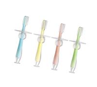 TOPPERFUN 4pcs Standing Suction Silicone Teether Toothbrush for Boy Girl and Gentle Training Brush with Unique for Gums Easy Storage Blue Pink Green Yellow