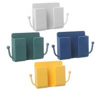 TOPPERFUN 4Pcs Wall Mount Phone Holder Self-adhesive Phone Charger Stand Remote Storage Box Space-saving Wall Mounted Organizer with Smooth Edges for Home and Office