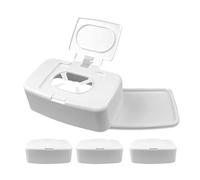 TOPPERFUN 4pcs Wet Wipes Storage Box Refillable White Capacity Wipes Dispenser for Kitchen Bathroom Modern Style Tissue Box Plastic Material